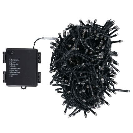 Aigostar - LED välitingimustesse mõeldud jõuluriba 500xLED/8 funktsiooni 4xAA 25,3 m IP44 soe valge