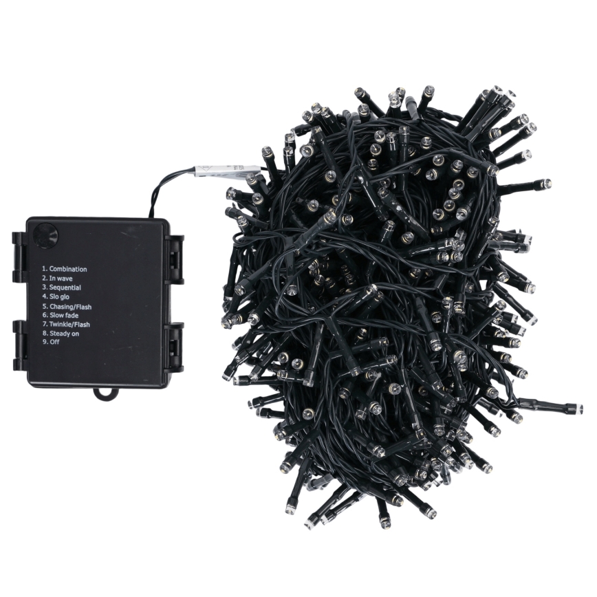 Aigostar - LED välitingimustesse mõeldud jõuluriba 500xLED/8 funktsiooni 4xAA 25,3 m IP44 soe valge