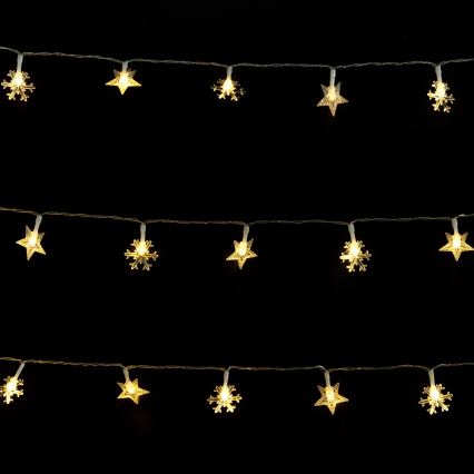 Aigostar - LED väljas jõulukett 50xLED/8 režiimi 3xAA 5m IP44 soe valge tähekujulised