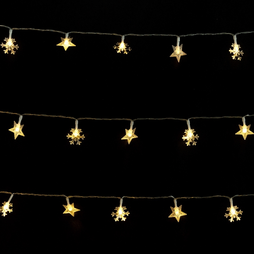 Aigostar - LED väljas jõulukett 50xLED/8 režiimi 3xAA 5m IP44 soe valge tähekujulised