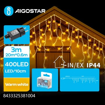 Aigostar - LED väliskasutuseks mõeldud jõulukaunistuste rida 400xLED/8 funktsiooni 23x0,6m IP44 soe valge
