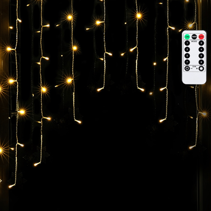 Aigostar - LED-välisvalguskett 100xLED/6W/230V/8 funktsiooni 1,5x1m IP44 soe valge + kaugjuhtimispult