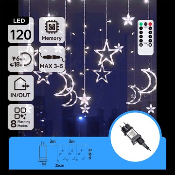 Aigostar - LED välistingimuste jõulutuled 120xLED/6W/230V/8 funktsiooni 3x0,6m IP44 külmvalge + kaugjuhtimispult