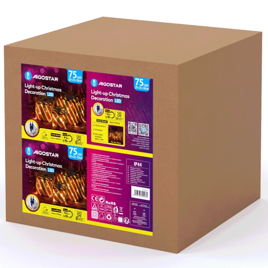 Aigostar- LED välistingimustele mõeldud jõulukaunistus 3,6W/31/230V 2700K 20/25/30cm IP44 kingitused