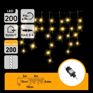 Aigostar - LED välistingimustele mõeldud jõulukett 200xLED 8x0,6m IP44 soe valge
