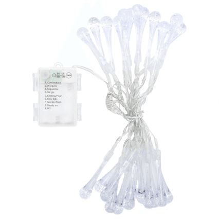 Aigostar - LED välisvalguskett 25xLED/8 funktsiooni 3xAA 2,5 m IP44 soe valge tilgad