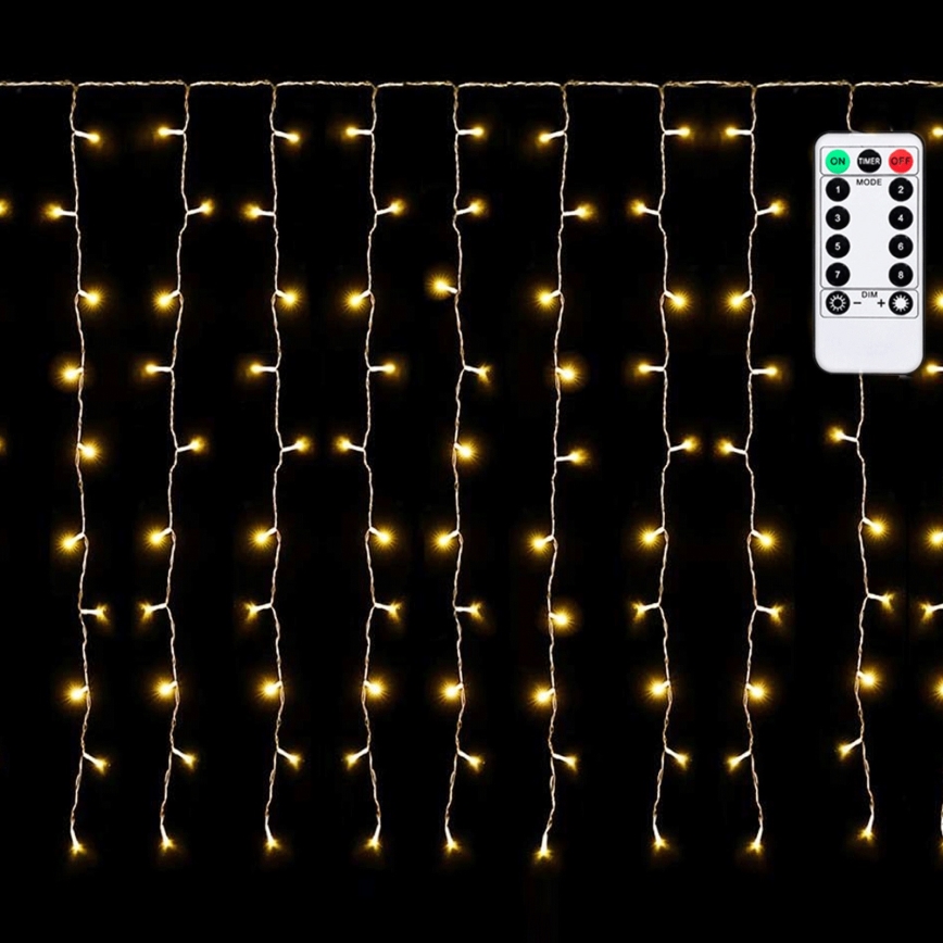Aigostar - LED välistingimustele mõeldud jõulutuled 150xLED/6W/230V/8 funktsiooniga 1,5x1m IP44 soe valge + kaugjuhtimispult