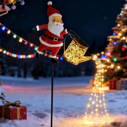Aigostar - LED välistingimustes jõulukaunistus 120xLED/3xAA/8 funktsiooni 80 cm IP44 Santa/soe valge