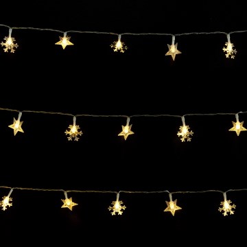 Aigostar - LED välistingimustes jõulukett 50xLED/8 funktsiooni 3xAA 5m IP44 soe valge tähtedega
