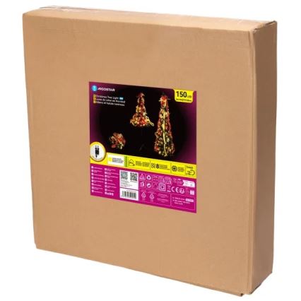 Aigostar - LED välisjõulupuu, 150 LED, 1,8 m, IP44, punane/kuldne, soe valge