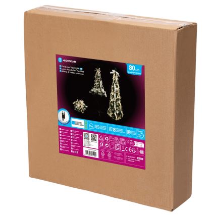 Aigostar - LED välistingimustes jõulupuu 80 LED 1,2 m IP44 valge/kuldne külmvalge