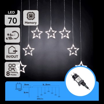 Aigostar - LED välistingimustes jõulurida 70xLED 1,2x1m IP44 külmvalge tähed