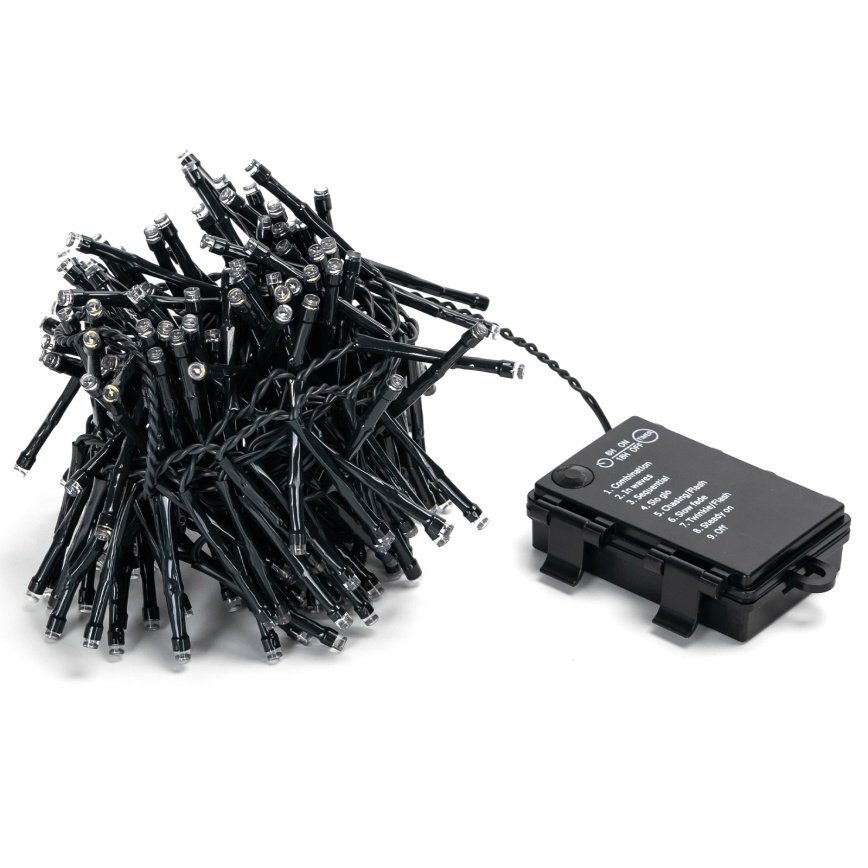 Aigostar - välitingimustesse mõeldud LED-jõulutuled 200xLED/8 funktsiooni 3xAA 5,3 m IP44 külmvalge