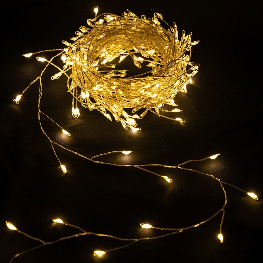 Aigostar - LED välistingimustes kasutatav jõulukaabel, 300 LED, 8 režiimi, 3×AA, 9,3 m, IP44, soe valge