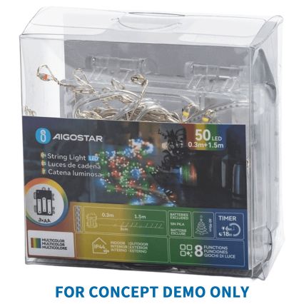 Aigostar - LED välistingimustes kasutatav jõulukaabel 72xLED/8 režiimi 3xAA 1,2m IP44 soe valge
