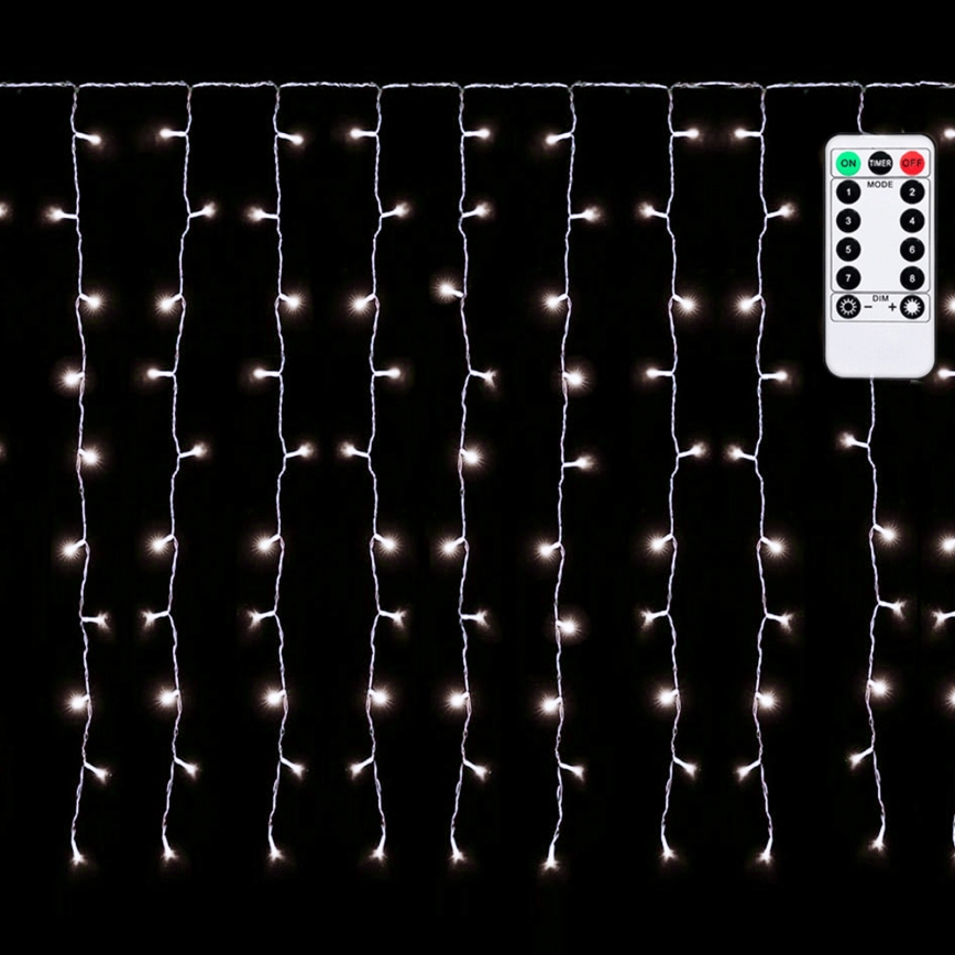 Aigostar - LED välistingimustes kasutatav jõulukett 150xLED/6W/230V/8 funktsiooni 1,5x1m IP44 külmvalge + kaugjuhtimispult