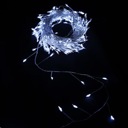 Aigostar - LED välistingimustesse mõeldud jõulutuled 200xLED/8 funktsiooni 3xAA 6,3m IP44 külmvalge