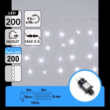 Aigostar - LED välistingimustes kasutatav jõulukett 200xLED 8x0,4m IP44 külmvalge