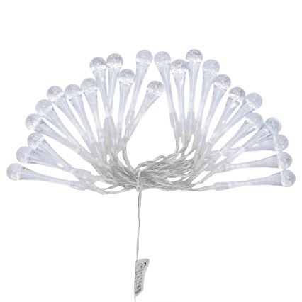 Aigostar - LED välitingimustele sobiv jõulukett, 25 LED-i, 8 funktsiooni, 3×AA-patareid, 2,5 m, IP44, soe valge, tilgakujulised