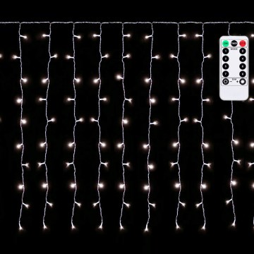 Aigostar - LED välistingimustes kasutatav jõulukett 300xLED/8 funktsiooni 3x1m IP44 külmvalge + kaugjuhtimispult