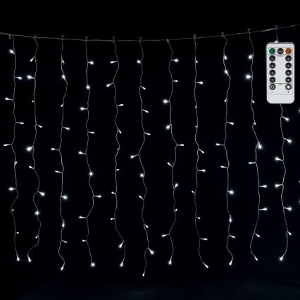 Aigostar - LED-valguskett välitingimustesse 300xLED/8 funktsiooni 3x1m IP44 külm valge + kaugjuhtimispult
