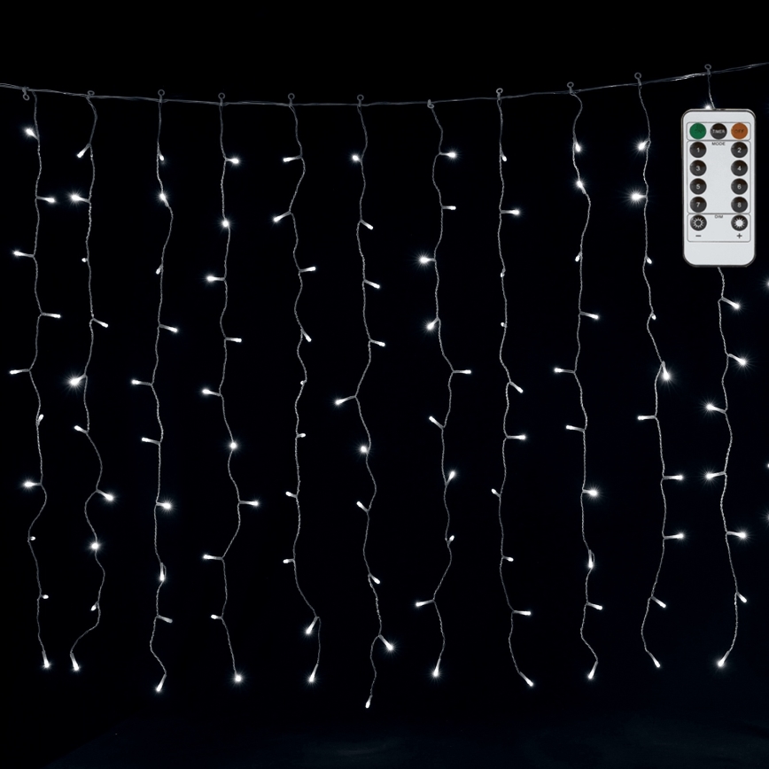 Aigostar - LED-valguskett välitingimustesse 300xLED/8 funktsiooni 3x1m IP44 külm valge + kaugjuhtimispult