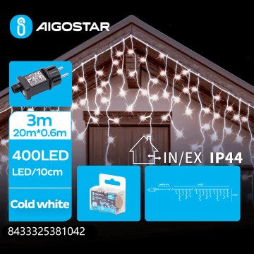 Aigostar - LED välistingimustesse mõeldud jõulutuled 400xLED/8 režiimi 23x0,6m IP44 külmvalge
