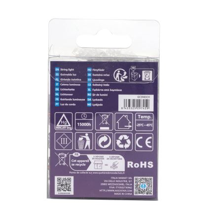 Aigostar - LED välisvalgusketi 50xLED/8 režiimi 3xAA 5,3m IP44 mitmevärviline