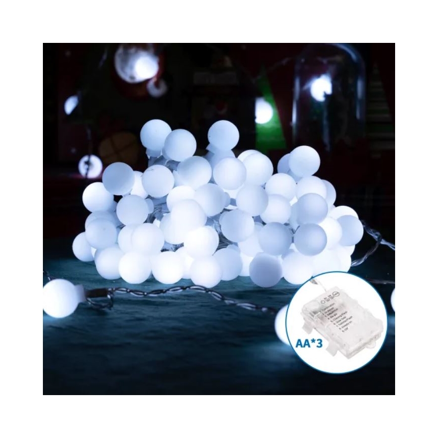 Aigostar - LED välisvalguskett 100xLED/3xAA/8 funktsiooni 10,3 m IP44 külmvalge
