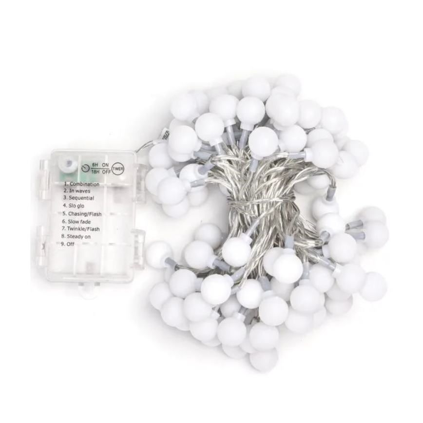 Aigostar - LED välisvalguskett 100xLED/3xAA/8 funktsiooni 10,3 m IP44 külmvalge