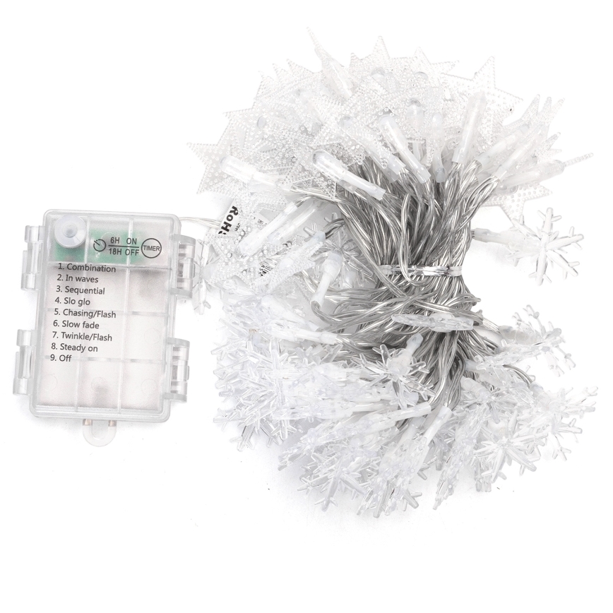 Aigostar - LED-välisvalguskett 100xLED/8 funktsiooniga 3xAA 10 m IP44 külmvalge