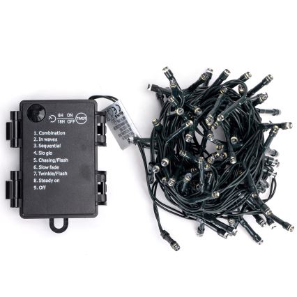 Aigostar - LED õuevalguskett 100xLED/8 funktsiooni 3xAA 5,3 m IP44 külmvalge