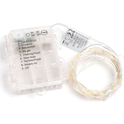 Aigostar - LED välisvalguskett 150 LED-i, 8 funktsiooni, 3xAA, 15,3 m, IP44, soe valge