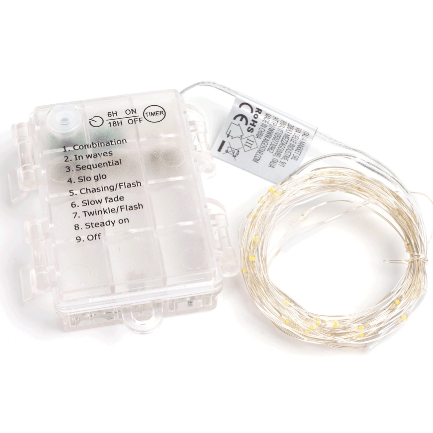 Aigostar - LED välisvalguskett 150 LED-i, 8 funktsiooni, 3xAA, 15,3 m, IP44, soe valge