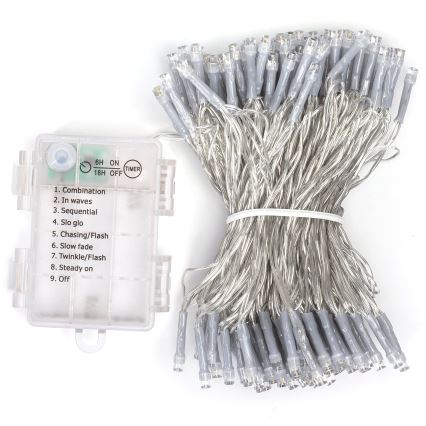 Aigostar - LED välisvalguskett, 150xLED, 8 režiimi, 3xAA, 15,3 m, IP44, mitmevärviline