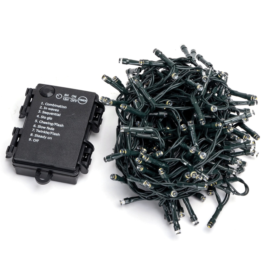 Aigostar - LED välisvalguskett 200xLED/8 funktsiooni 3xAA 10,3m IP44 mitmevärviline