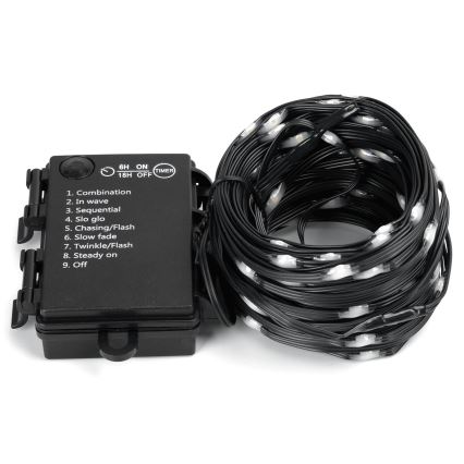 Aigostar - LED-välisvalguskett 50×LED / 8 režiimi, 3×AA, 5,3 m, IP44, külmvalge