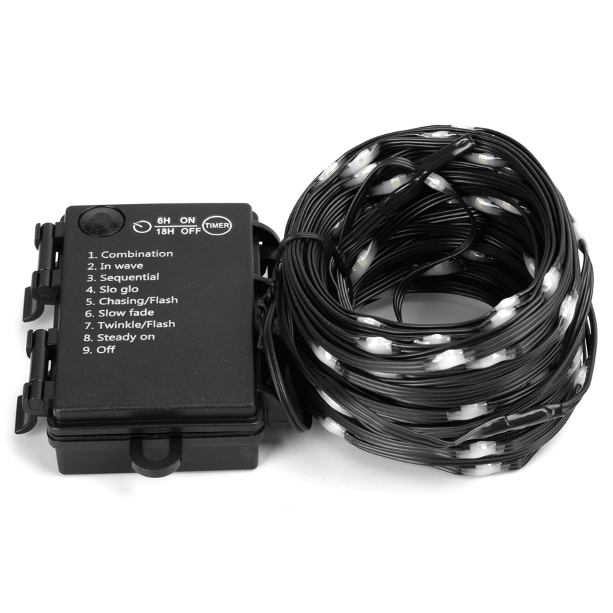 Aigostar - LED-välisvalguskett 50×LED / 8 režiimi, 3×AA, 5,3 m, IP44, külmvalge