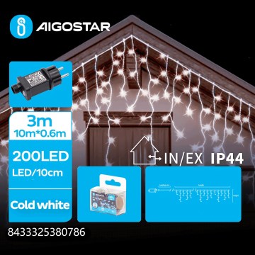 Aigostar - LED välisvalgusrida 200xLED/8 funktsiooniga 13x0,6m IP44 külmvalge