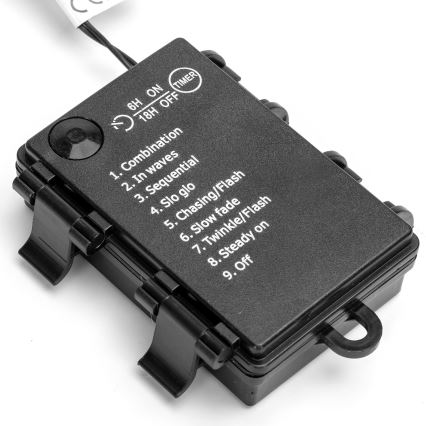 Aigostar-LED Välisvalgustuse valguskett 300 LED/8 funktsiooni 3xAA 15,3 m IP44 soe valge