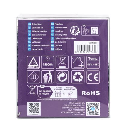 Aigostar-LED Välisvalgustuse valguskett 300 LED/8 funktsiooni 3xAA 15,3 m IP44 soe valge