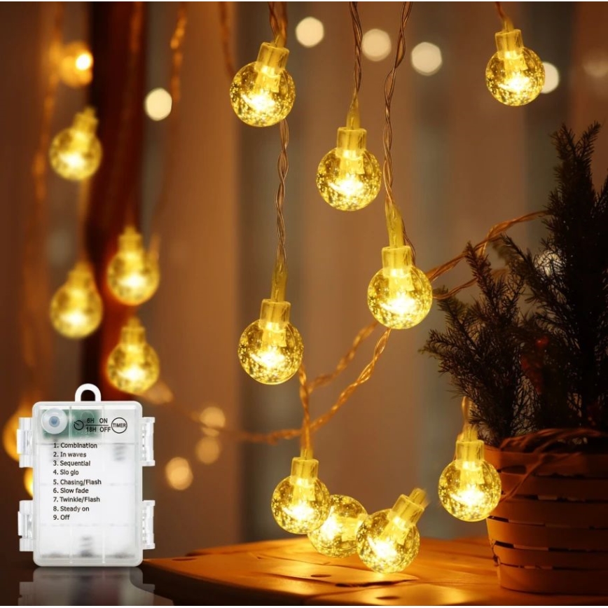 Aigostar - LED-valguskett välitingimiseks 100xLED/3xAA/8 funktsiooni 10,3 m IP44 soe valge