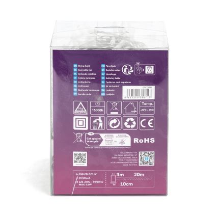 Aigostar - LED välisvalgustuskett 200xLED/8 režiimi 23m IP44 külmvalge