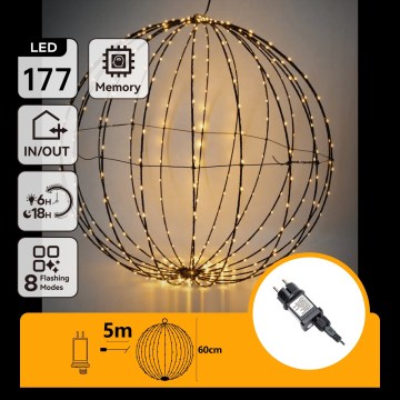 Aigostar - LED välitingimuste jõulukaunistus 177xLED/3,6W/230V 60 cm IP44 pall soe valge