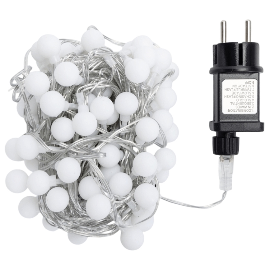 Aigostar - LED-välidekoratsioonikett 100× LED / 8 funktsiooni 10 m IP44 soe valge