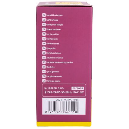 Aigostar - LED välistingimustes kasutatav jõulivalguskett 120 LED/6W/230V/8 režiimi 3x0,6m IP44 soe valge + kaugjuhtimispult