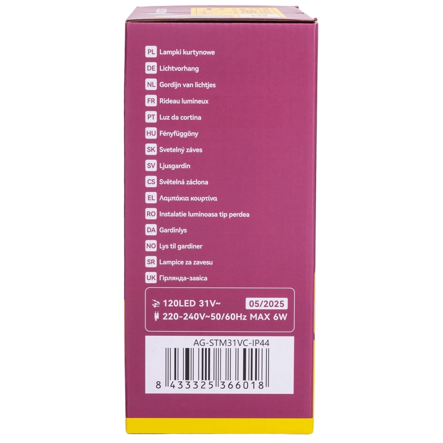 Aigostar - LED välistingimustes kasutatav jõulivalguskett 120 LED/6W/230V/8 režiimi 3x0,6m IP44 soe valge + kaugjuhtimispult