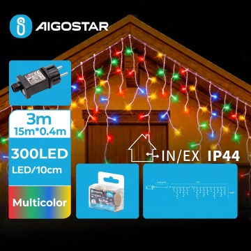 Aigostar - LED välitingimustes kasutatav jõulukaabel 300 LED/8 režiimi 18x0,4m IP44 mitmevärviline