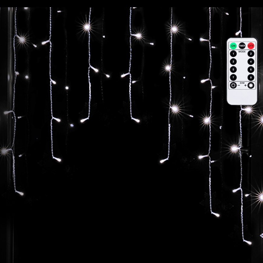 Aigostar - LED välistingimuste jõulukaunistuste rida 200xLED/6W/230V/8 režiimi 3x1m IP44 külmvalge + kaugjuhtimispult