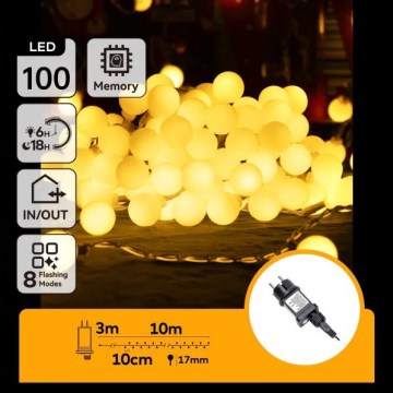 Aigostar - LED välitingimustesse mõeldud dekoratiivne valguskett 100xLED/8 funktsiooniga 10m IP44 soe valge